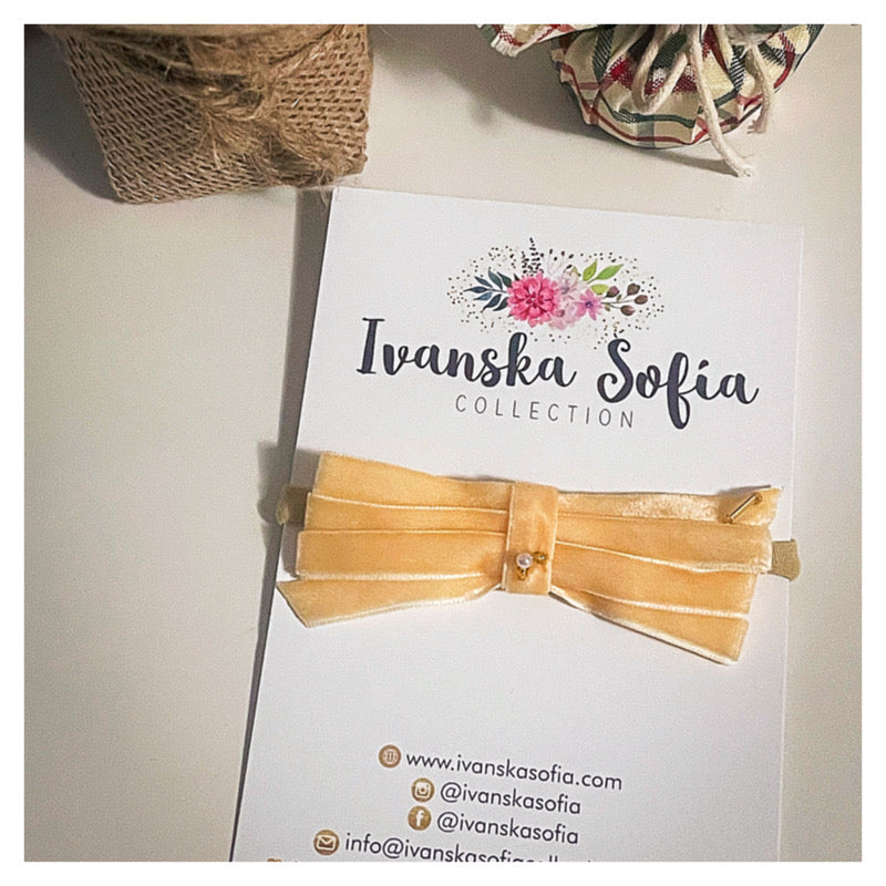 Buttercup Velvet Beaded Baby Headband