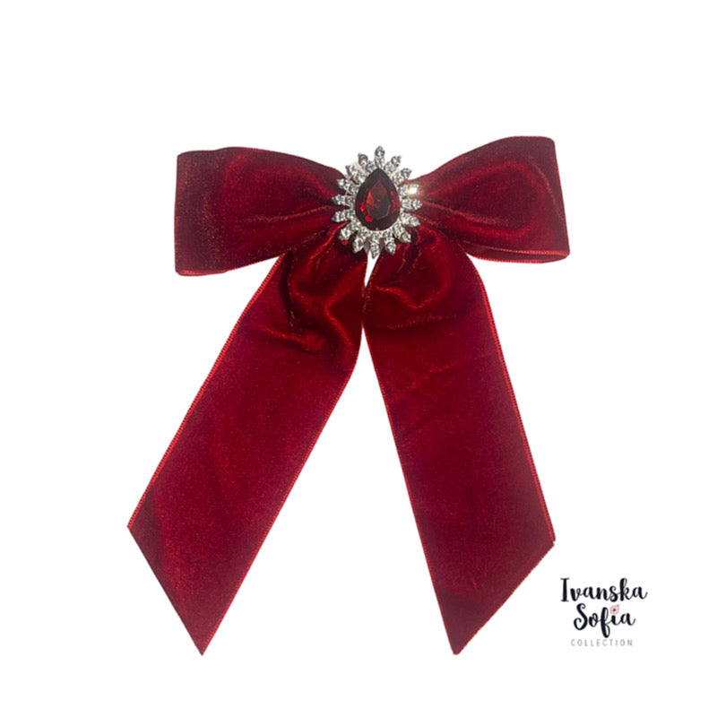 Wine Velvet Le Bow Barrette
