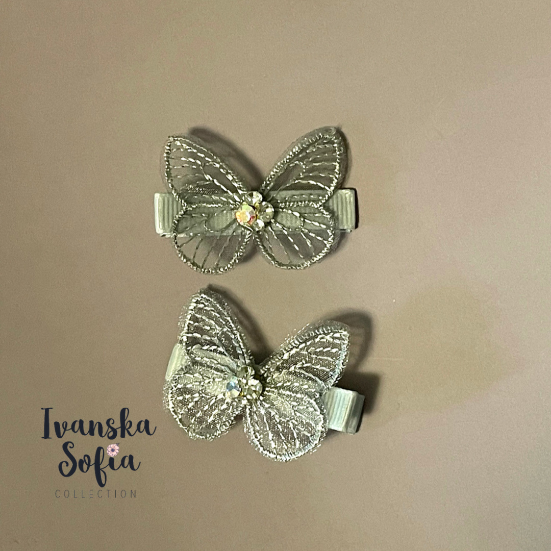 Gray Monarch Clips Set of Two