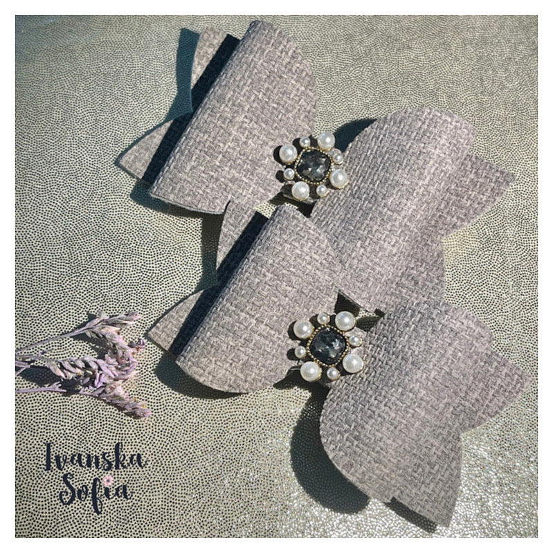 Gray Cotton Canva Bijou Bow