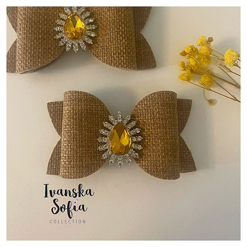 Cotton Canva Classis Bijou Bow in Mustard