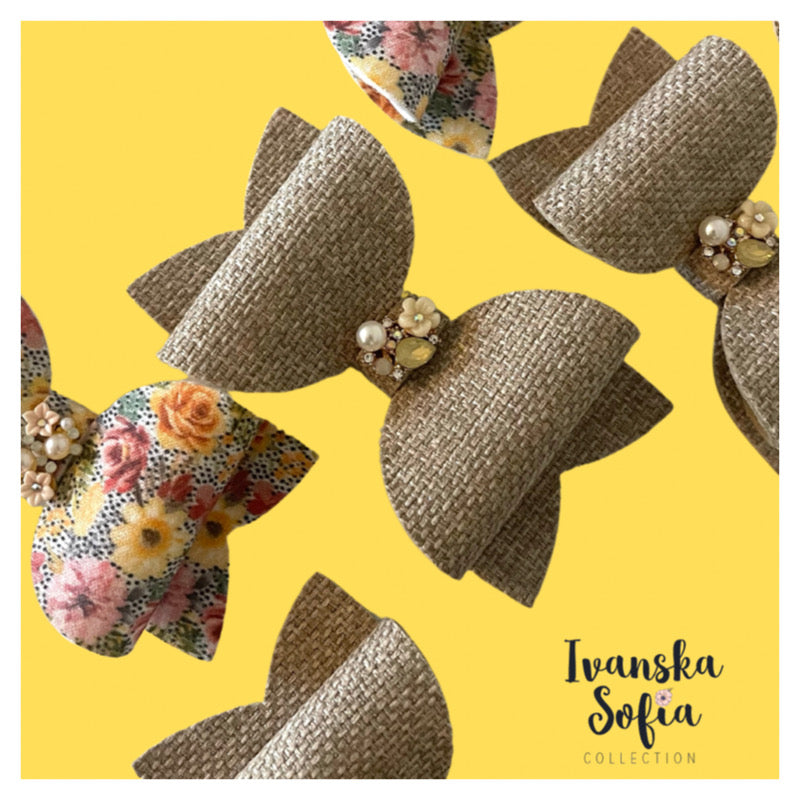 Cotton Canva Classic Bijou Bow in Sand