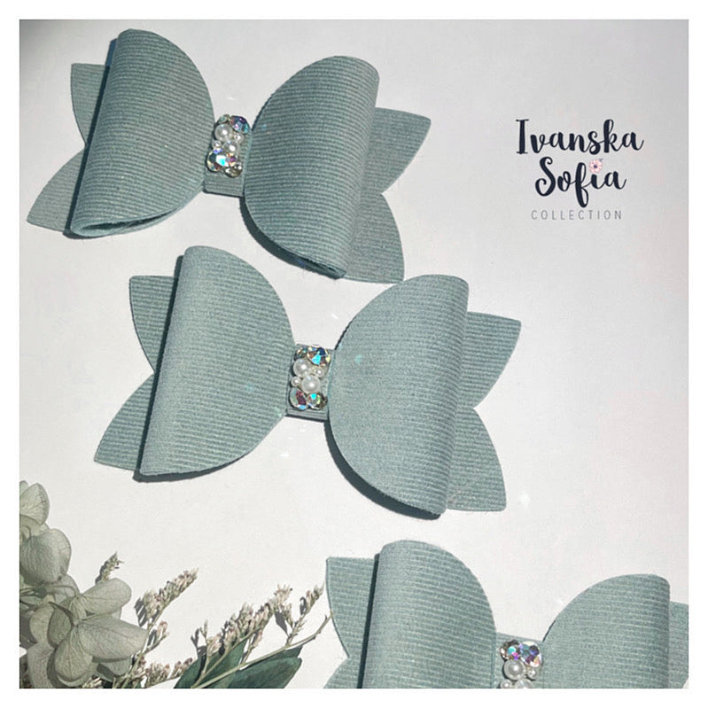 Seafoam Corduroy Classic Bijou Bow