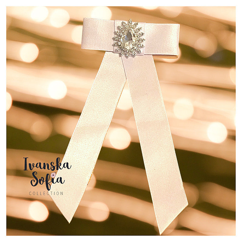 White Satin Bow Clip