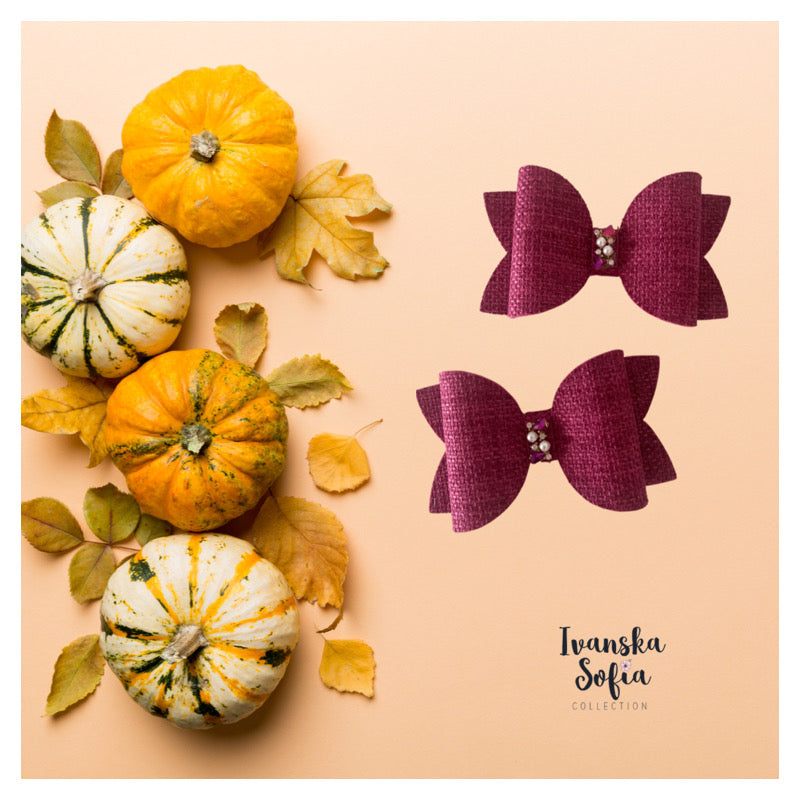 Cotton Canva Classic Bijou Bow in Plum