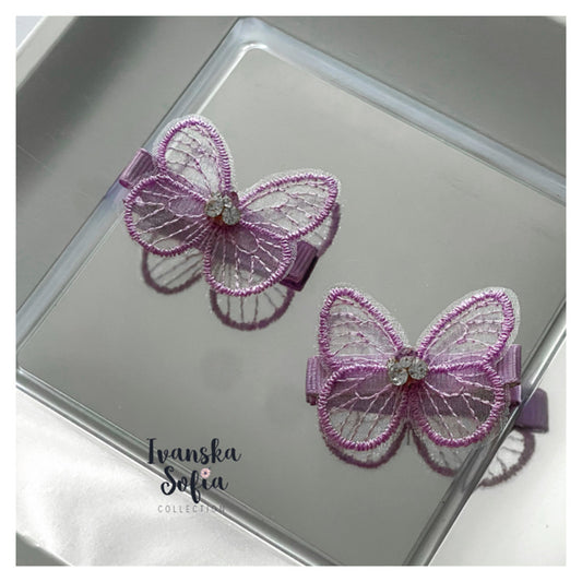 Lavender Monarch Clips Set of Two